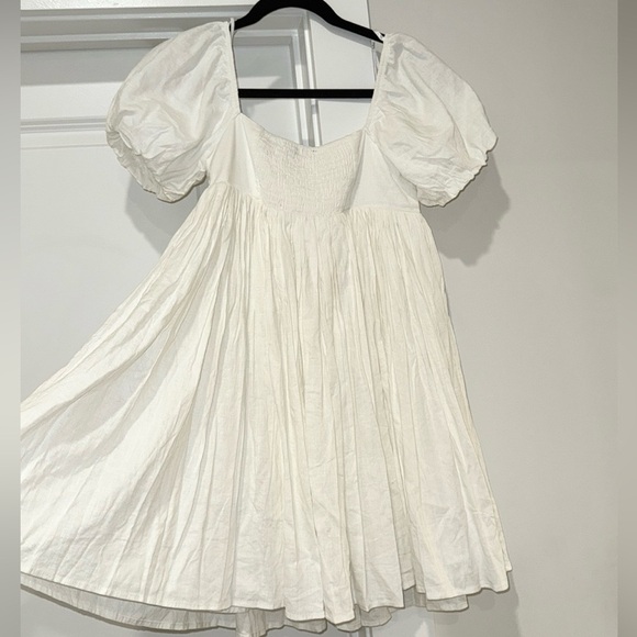 Lulus Uniquely Sweet Off White Puff Sleeve Babydoll Dress | Size S | NWT - Picture 6 of 14